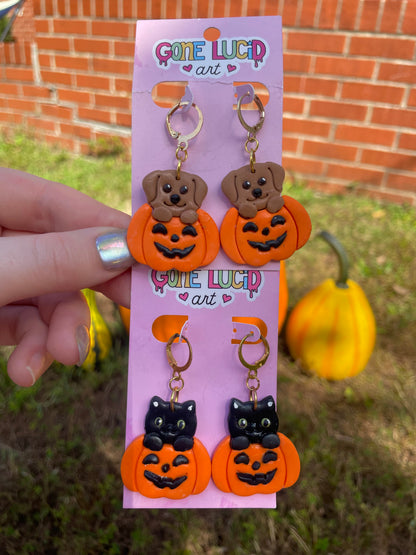 Jack-O-Lantern Animal Earrings