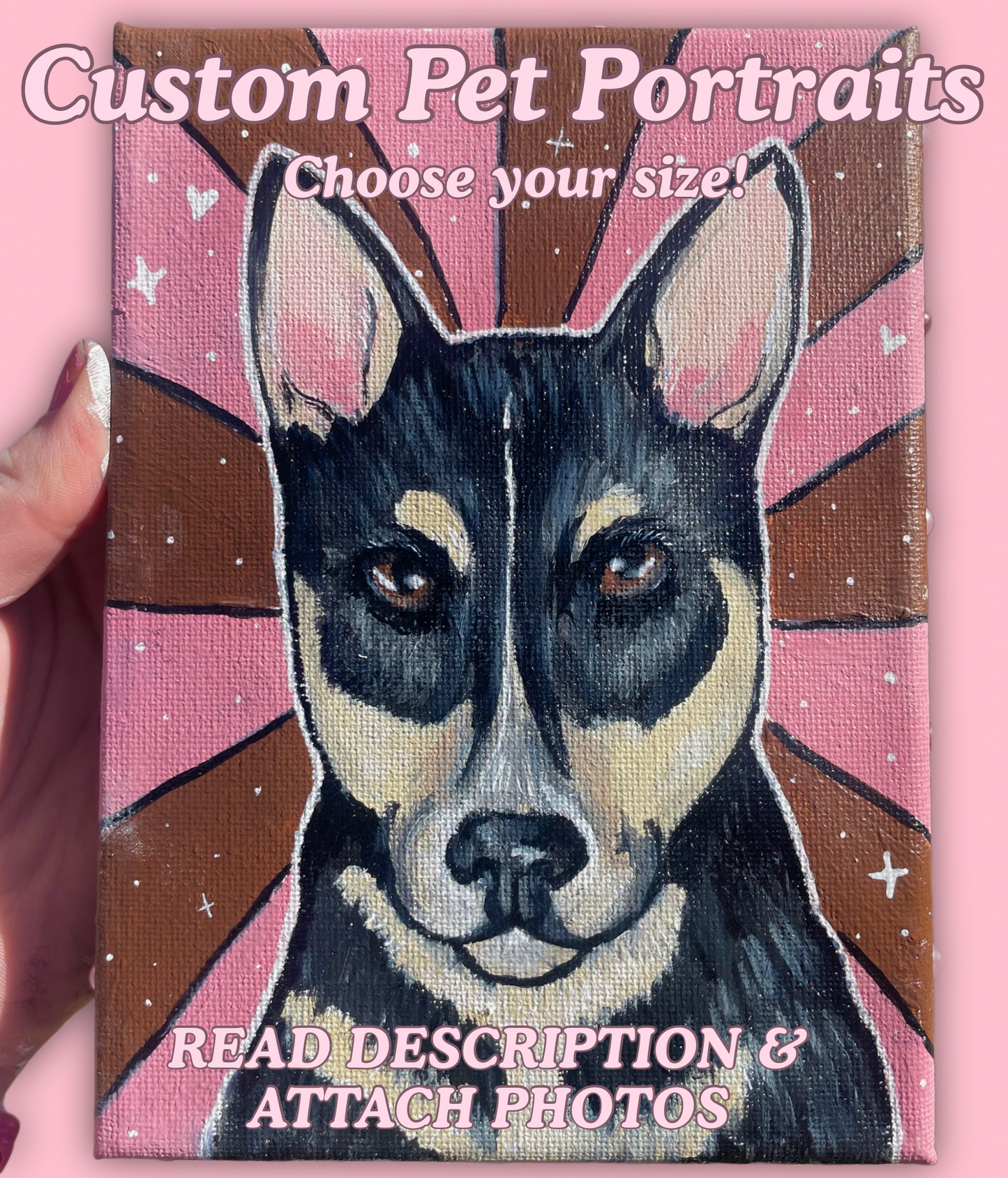 Custom Pet Portraits- Choose your size!